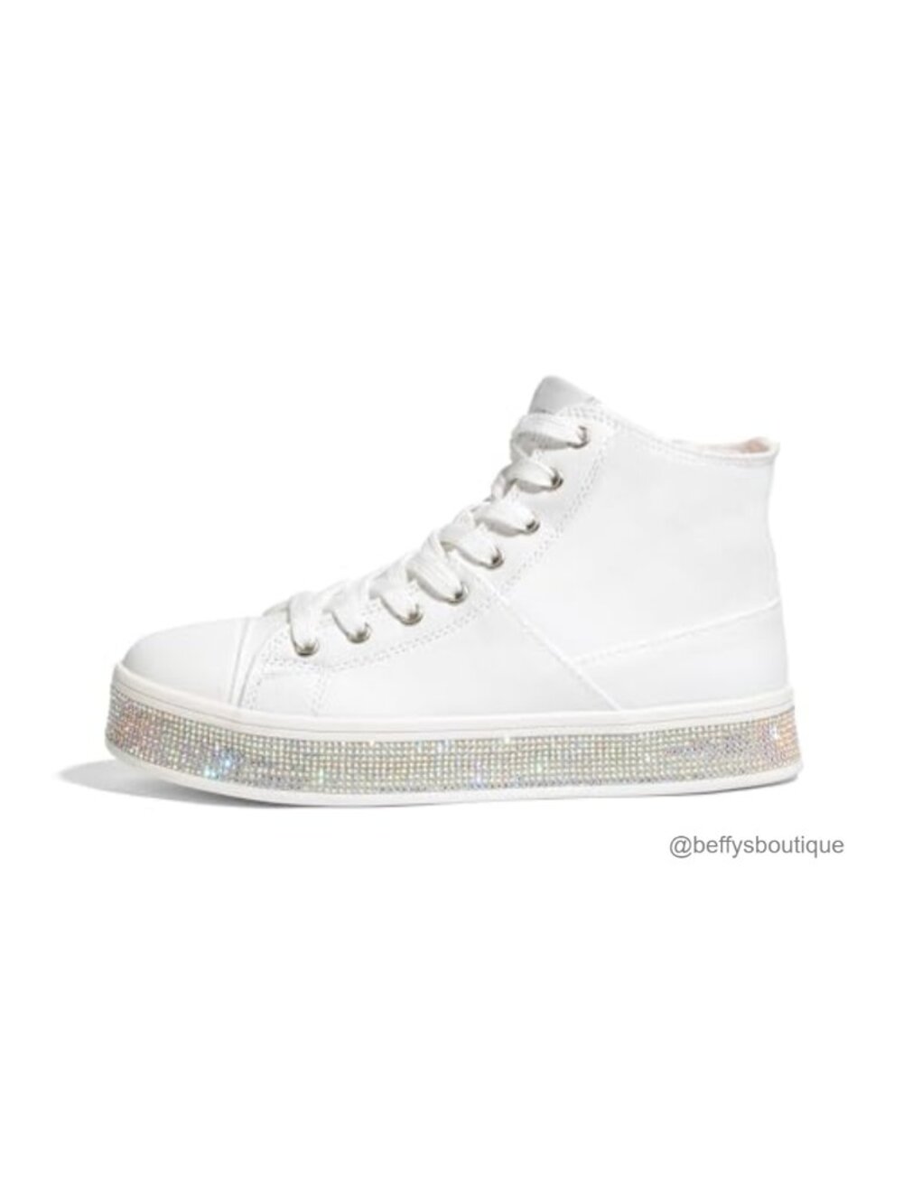 High Top Canvas Sneakers Rhinestone Side Zipper Platform Ankle Shoes